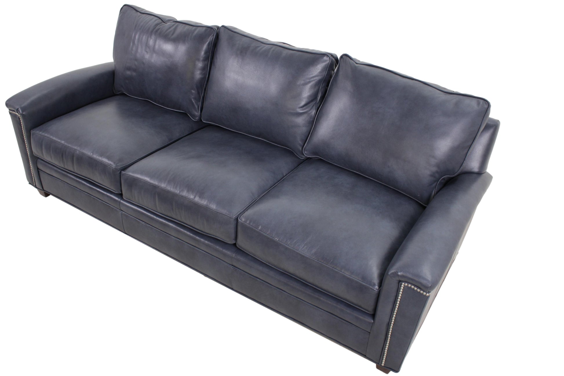 the Bradington Young Oliver 448-95 living room leather sofa is available in Edmonton at McElherans Furniture + Design