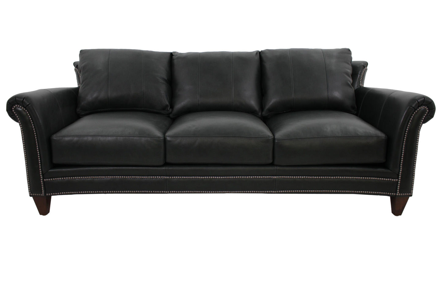 the Bradington Young Richardson 866-95 living room leather sofa is available in Edmonton at McElherans Furniture + Design
