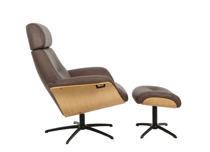 the Fjords Falcon living room leather chair is available in Edmonton at McElherans Furniture + Design