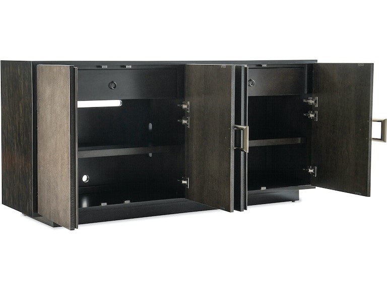 the Hooker Furniture Asher living room entertainment media console is available in Edmonton at McElherans Furniture + Design
