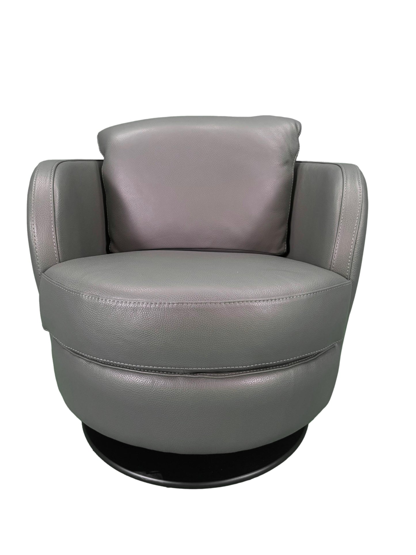 the Incanto I743 living room leather swivel chair is available in Edmonton at McElherans Furniture + Design