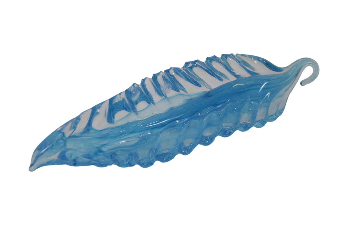 the Keith Walker Glass Feather Litgh Blue Decorative accessory is available in Edmonton at McElherans Furniture + Design