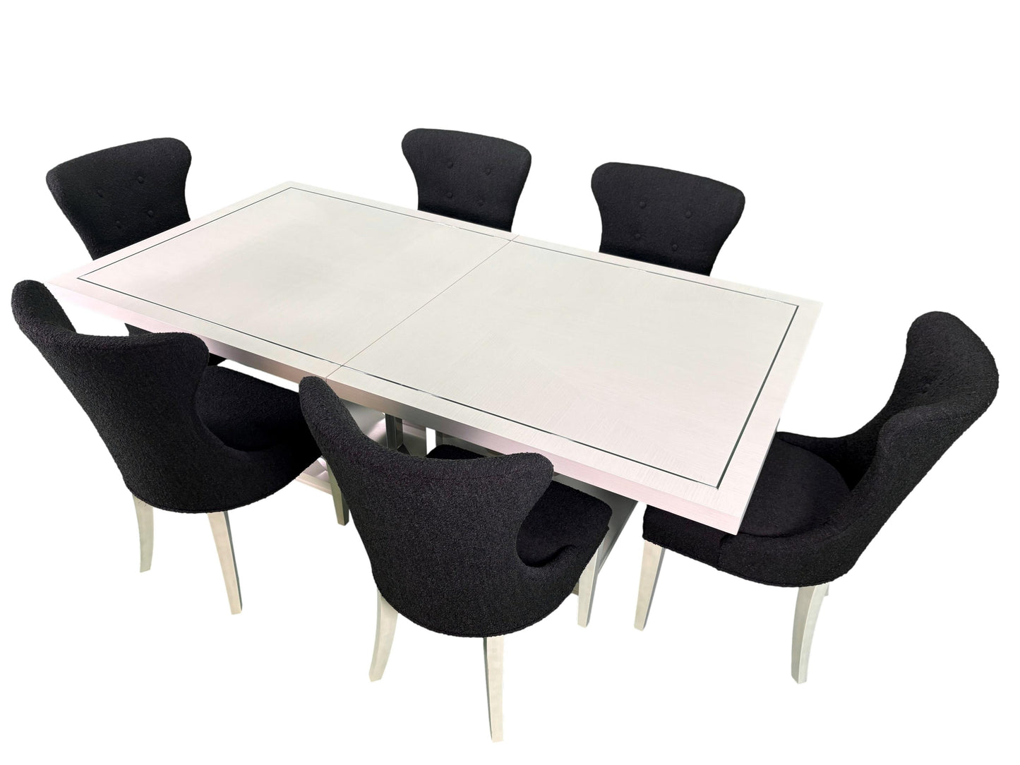 the Silhouette 7 Piece Dining Room is available in Edmonton at McElherans Furniture + Design