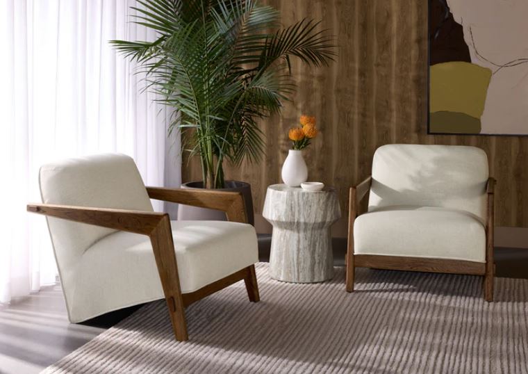 the Sunpan Bosco living room upholstered chair is available in Edmonton at McElherans Furniture + Design