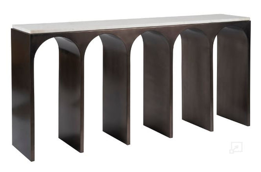 the Universal Moda living room occasional console table is available in Edmonton at McElherans Furniture + Design