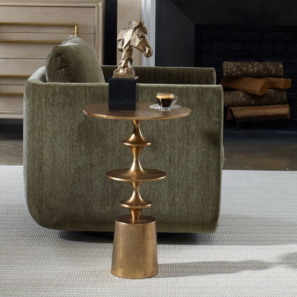 the Uttermost Flight living room occasional end table is available in Edmonton at McElherans Furniture + Design