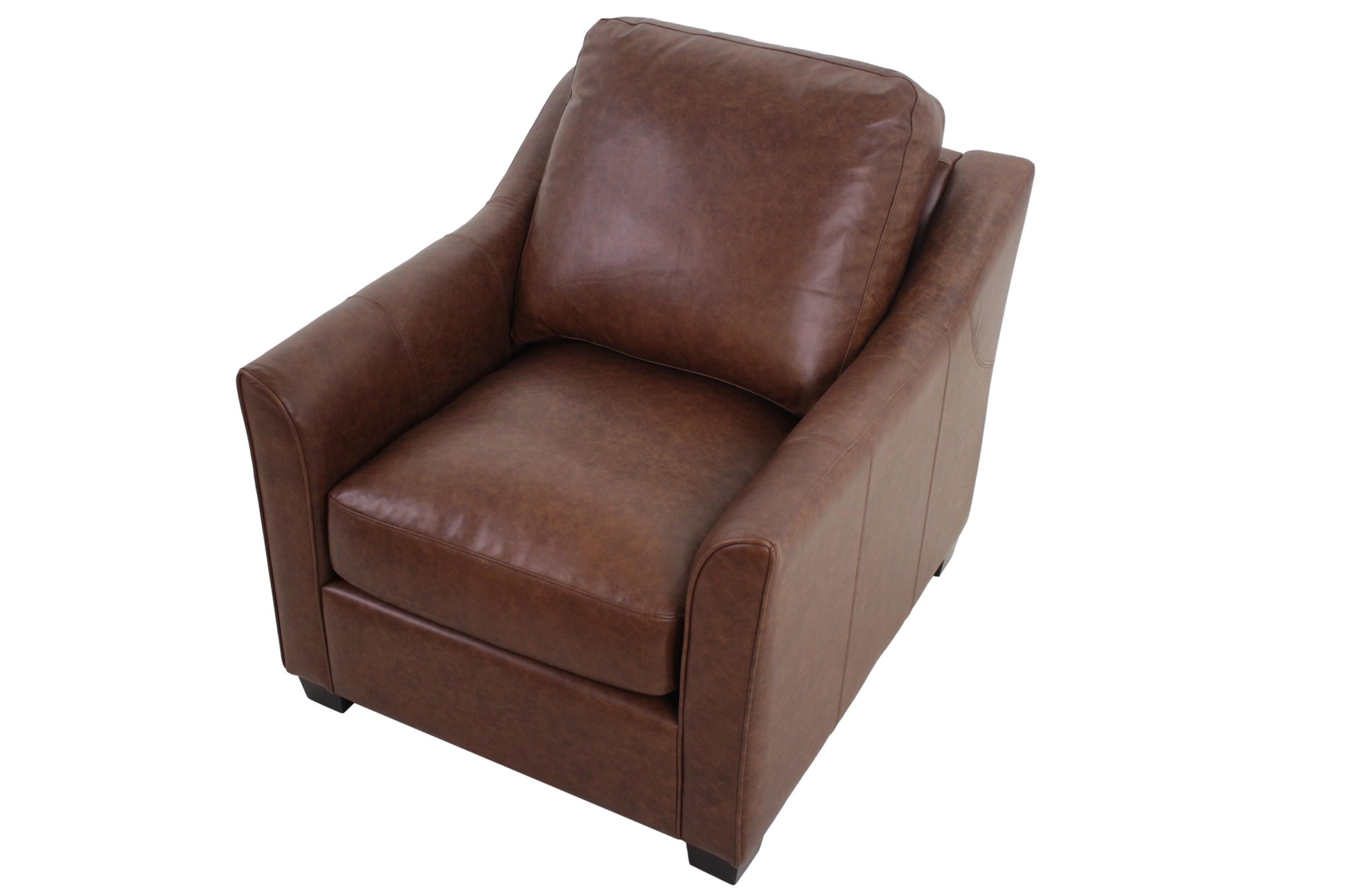 the Brentwood Gilbert living room leather chair is available in Edmonton at McElherans Furniture + Design