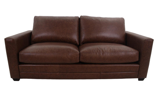 the Brentwood Finn living room leather sofa is available in Edmonton at McElherans Furniture + Design