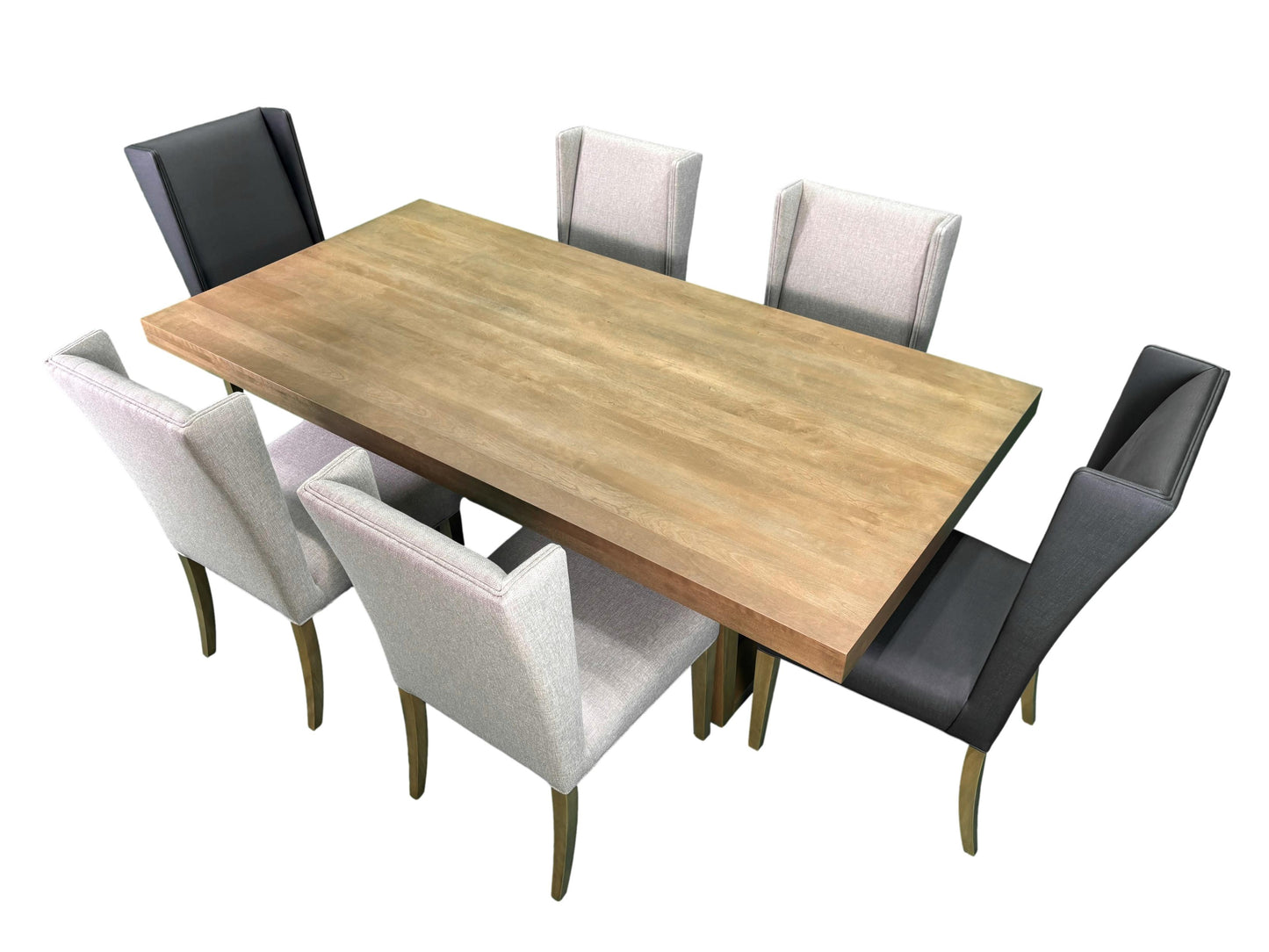 the Bermex 7 piece Everest dining room is available in Edmonton at McElherans Furniture + Design