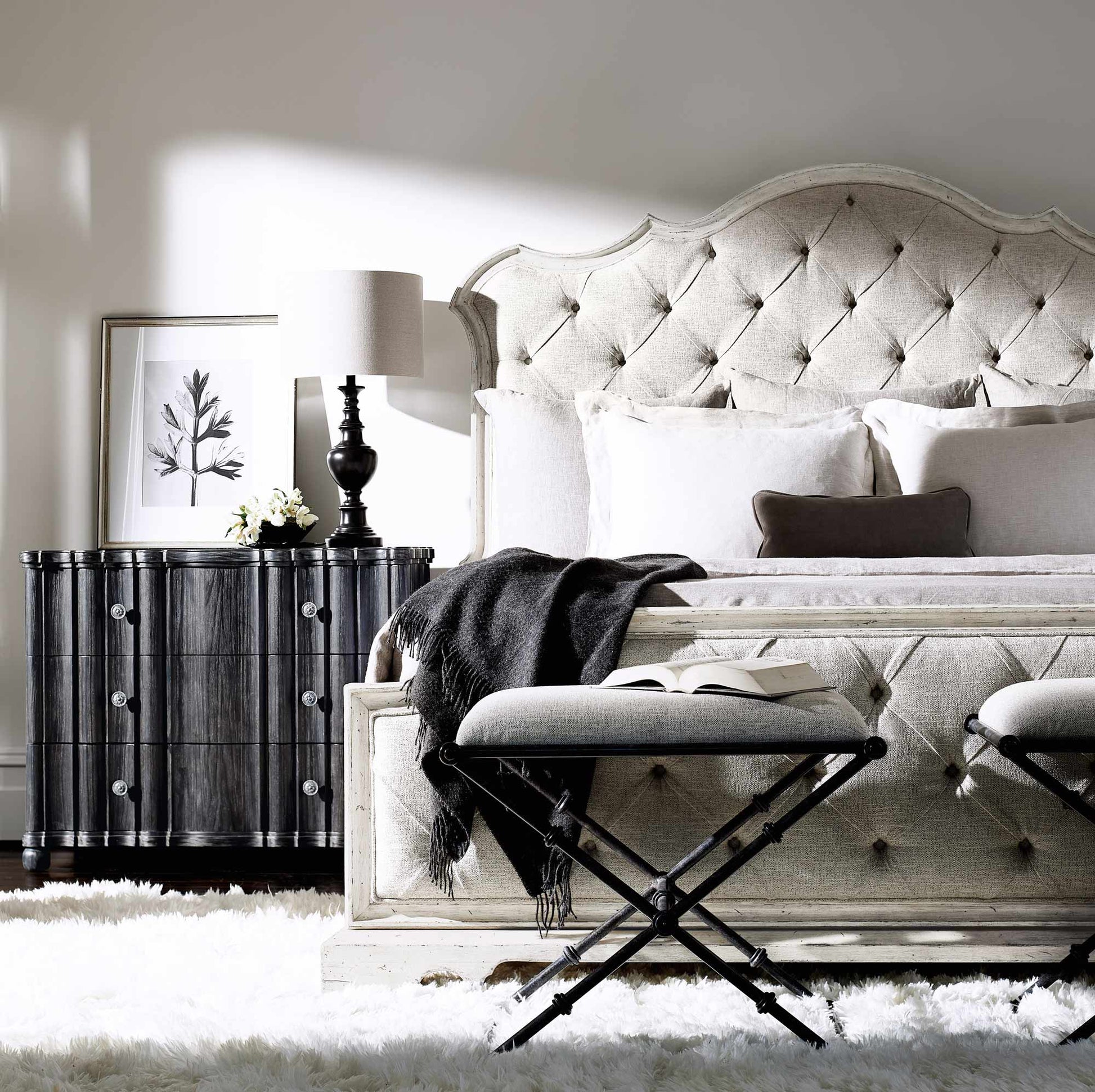 the Bernhardt Mirabelle 304-032B bedroom night table is available in Edmonton at McElherans Furniture + Design