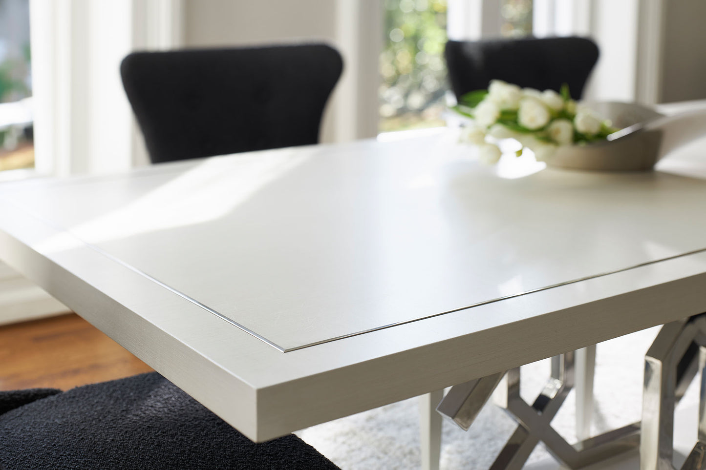 the Bernhardt Silhouette 307-242/244 dining room table is available in Edmonton at McElherans Furniture + Design
