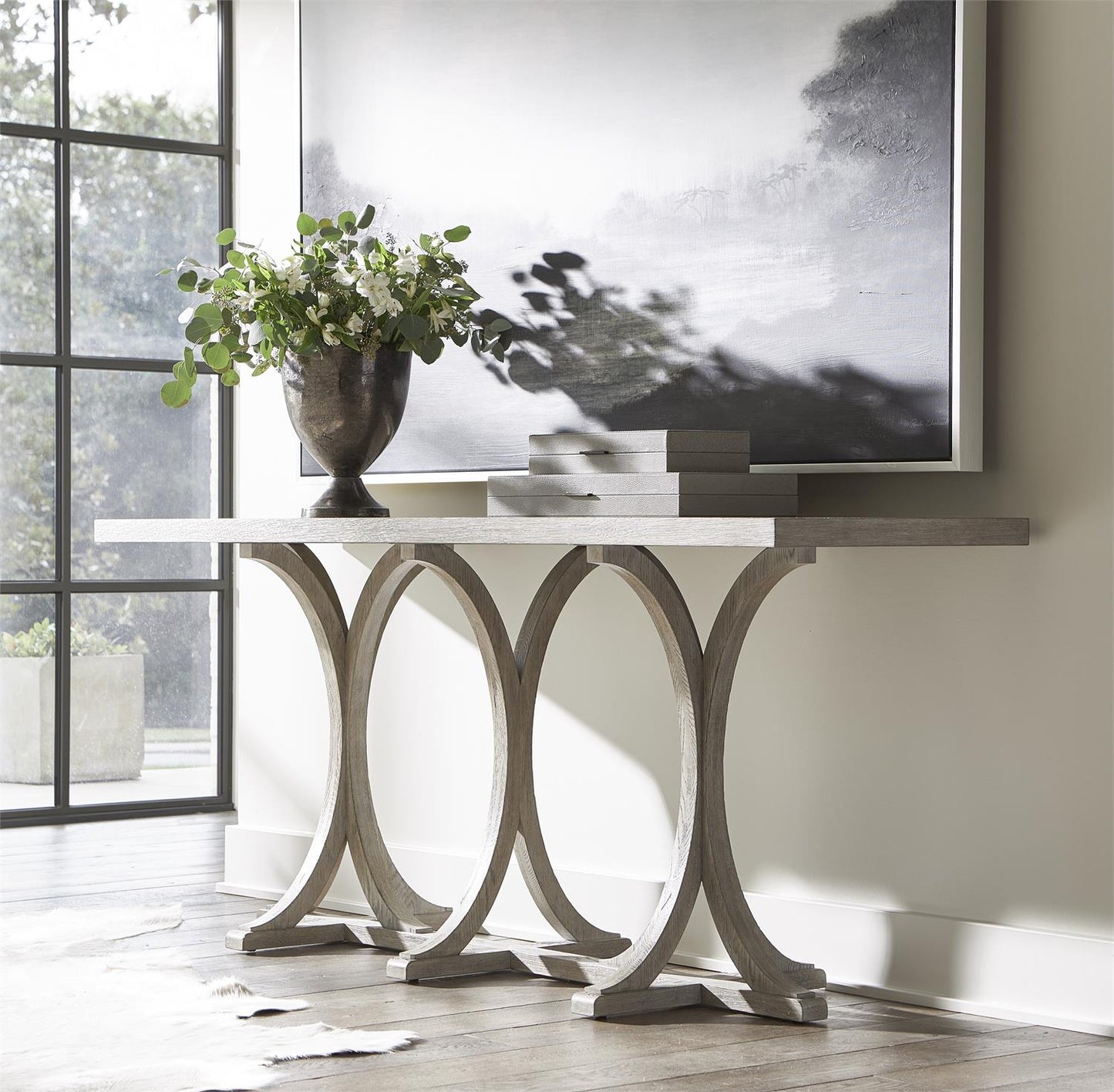 the Bernhardt Albion 311-912 living room occasional console table is available in Edmonton at McElherans Furniture + Design