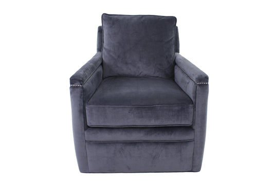 the HF Custom Raylen living room upholstered swivel chair is available in Edmonton at McElherans Furniture + Design