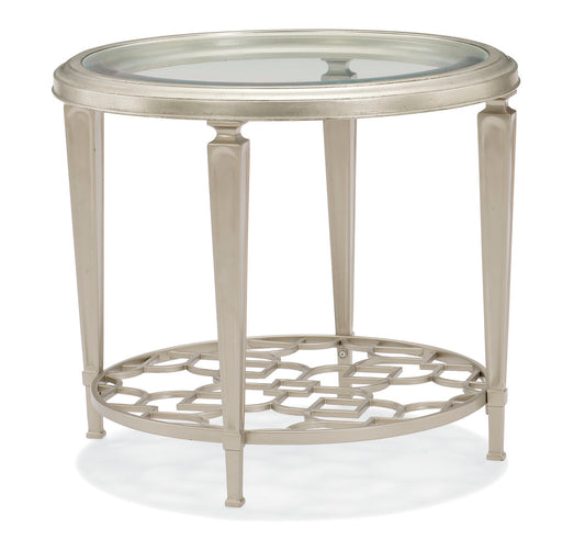 the Caracole Social Circle living room occasional end table is available in Edmonton at McElherans Furniture + Design