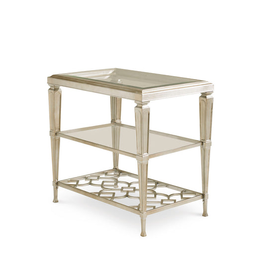 the Caracole Social Connections living room occasional end table is available in Edmonton at McElherans Furniture + Design