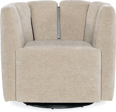 the HF Custom  transitional Chichi living room upholstered swivel chair is available in Edmonton at McElherans Furniture + Design