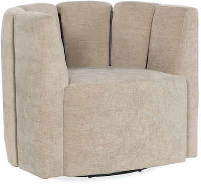 the HF Custom  transitional Chichi living room upholstered swivel chair is available in Edmonton at McElherans Furniture + Design