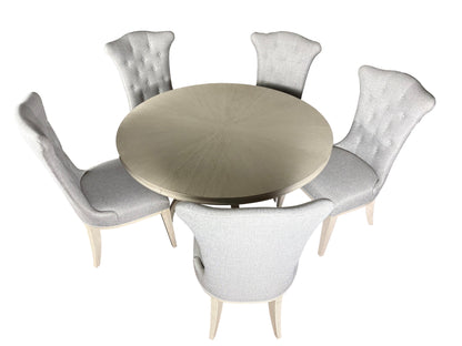 the Allure 6 piece round dining package is available in Edmonton at McElherans Furniture + Design
