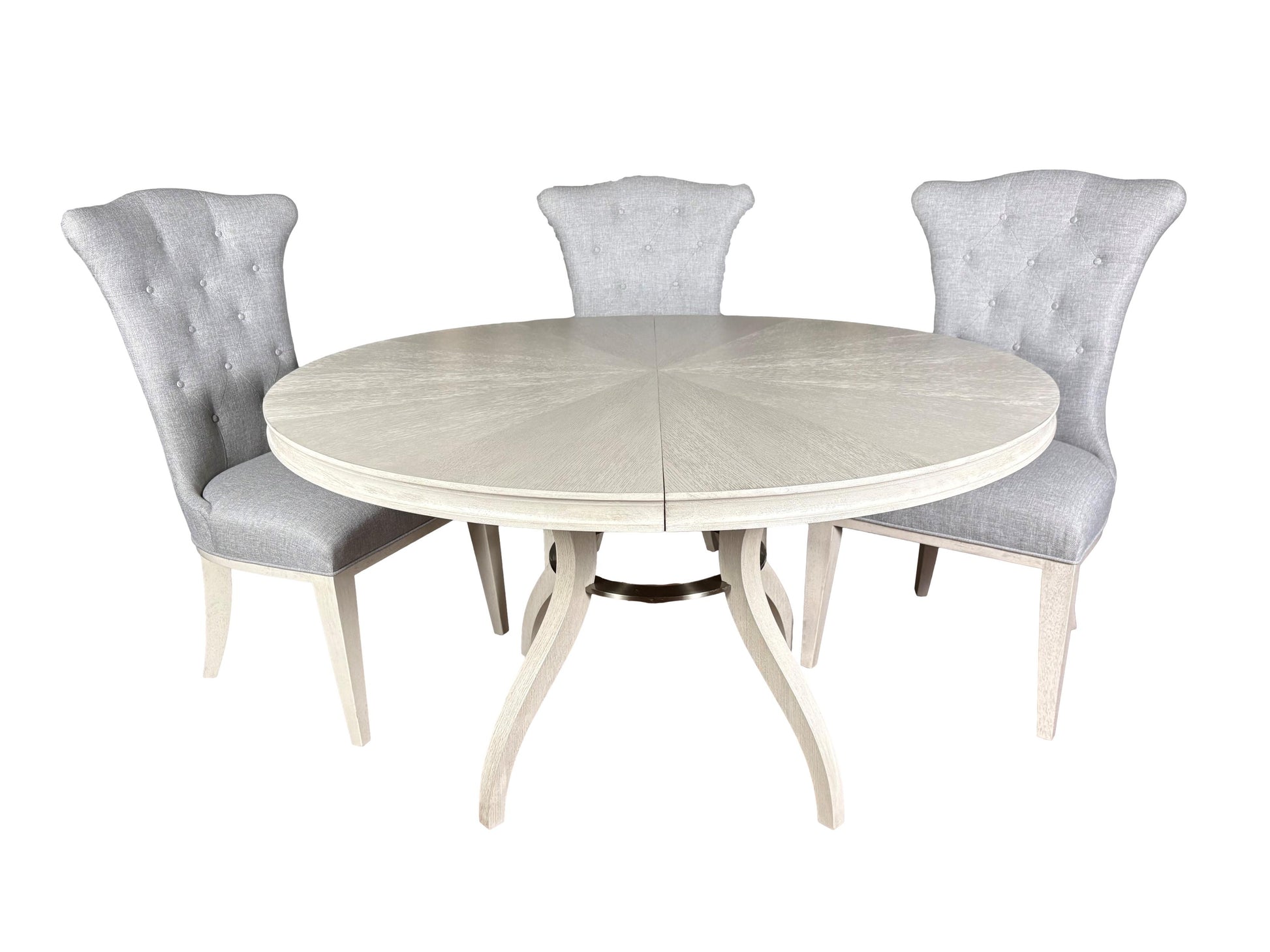the Allure 6 piece round dining package is available in Edmonton at McElherans Furniture + Design
