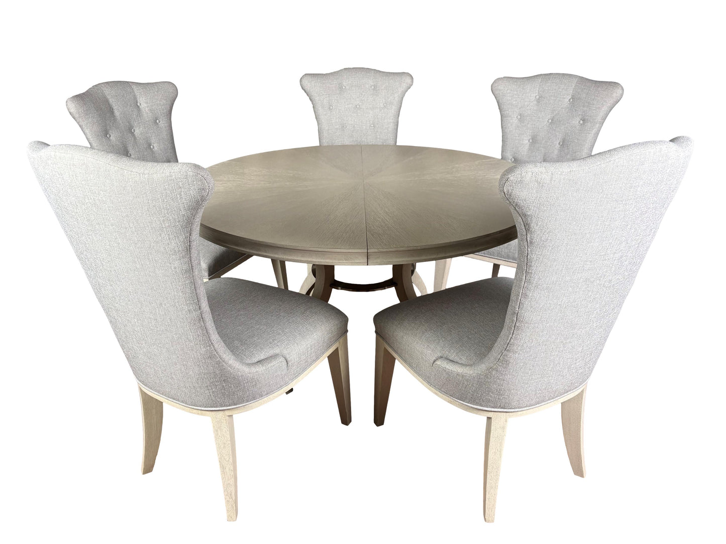the Allure 6 piece round dining package is available in Edmonton at McElherans Furniture + Design