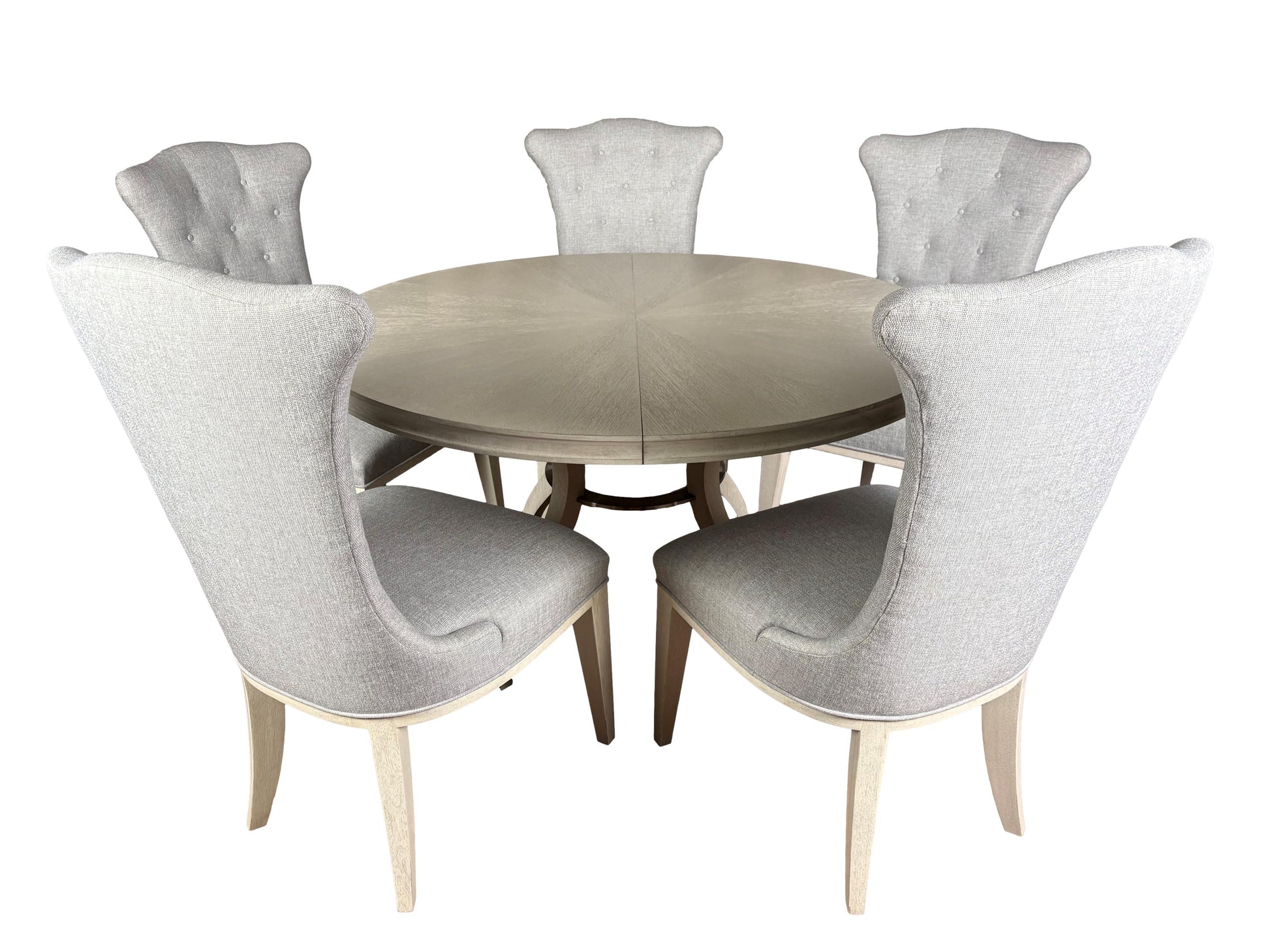 the Allure 6 piece round dining package is available in Edmonton at McElherans Furniture + Design