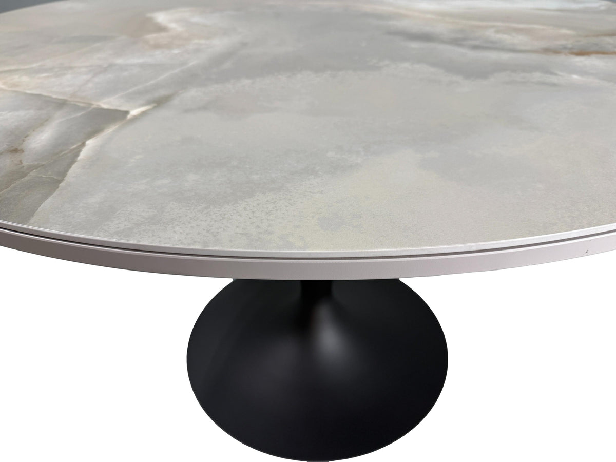 the Bellini Modern Sole dining room table is available in Edmonton at McElherans Furniture + Design