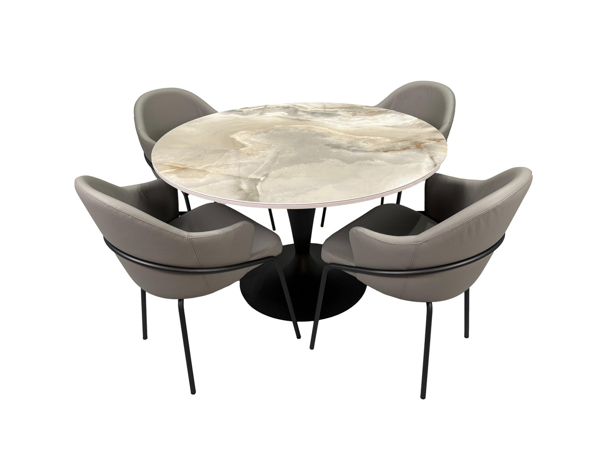 the Bellini Modern Sole dining room table is available in Edmonton at McElherans Furniture + Design