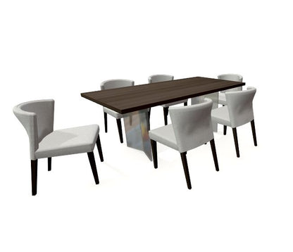 the Bermex Dinec 7 piece dining room is available in Edmonton at McElherans Furniture + Design