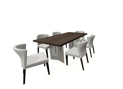 the Bermex Dinec 7 piece dining room is available in Edmonton at McElherans Furniture + Design