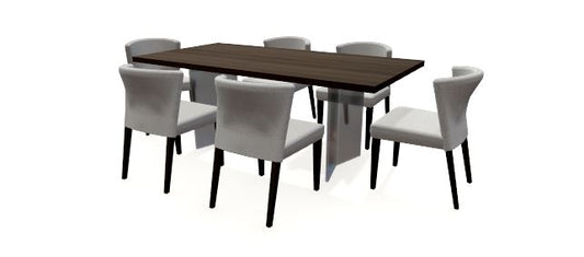 the Bermex Dinec 7 piece dining room is available in Edmonton at McElherans Furniture + Design