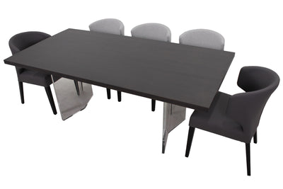 the Bermex Dinec 9 piece dining room is available in Edmonton at McElherans Furniture + Design