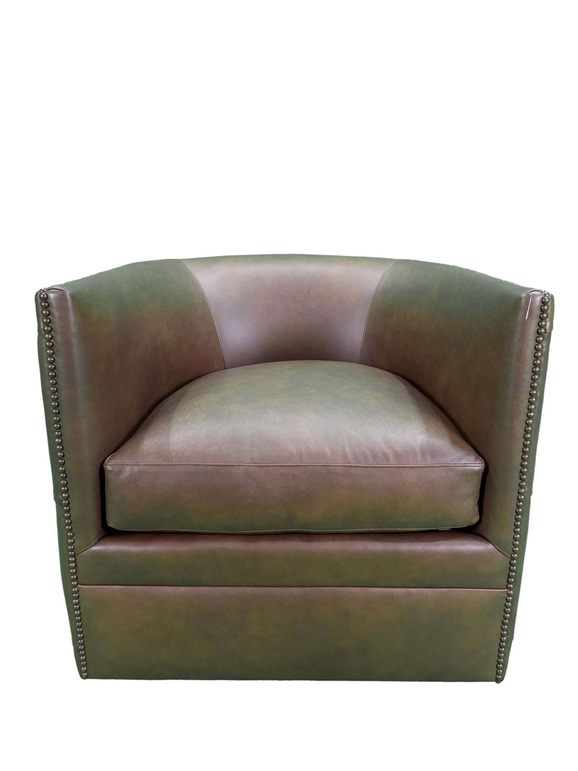 the Bernhardt Palazzo 212SLQ living room leather swivel chair is available in Edmonton at McElherans Furniture + Design