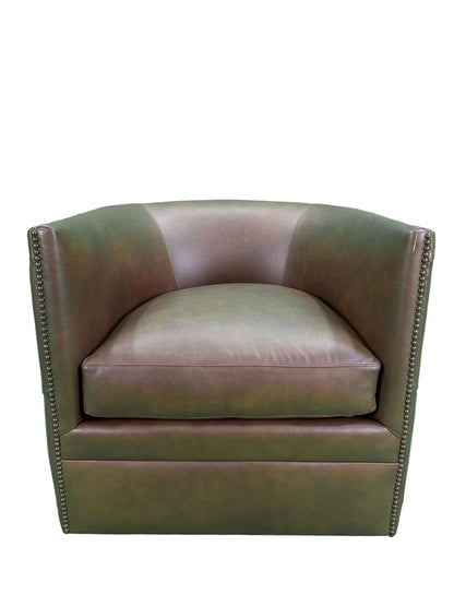 the Bernhardt Palazzo 212SLQ living room leather swivel chair is available in Edmonton at McElherans Furniture + Design