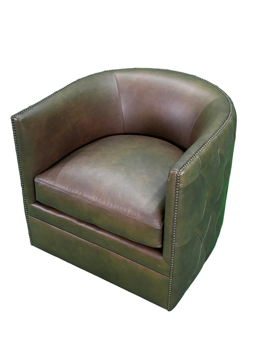 the Bernhardt Palazzo 212SLQ living room leather swivel chair is available in Edmonton at McElherans Furniture + Design