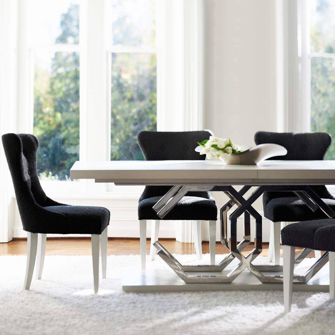 the Silhouette 7 Piece Dining Room is available in Edmonton at McElherans Furniture + Design