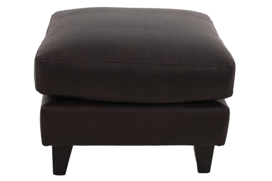 the Brentwood Colton living room leather ottoman is available in Edmonton at McElherans Furniture + Design
