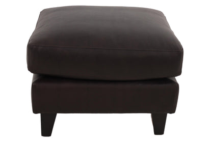 the Colton leather chair and ottoman is available in Edmonton at McElherans Furniture + Design
