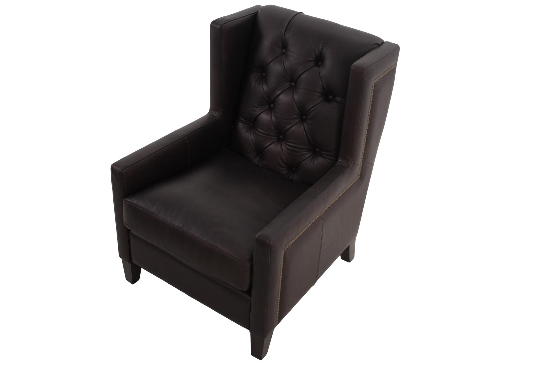 the Colton leather chair and ottoman is available in Edmonton at McElherans Furniture + Design