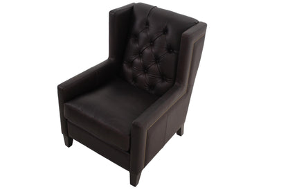 the Colton leather chair and ottoman is available in Edmonton at McElherans Furniture + Design
