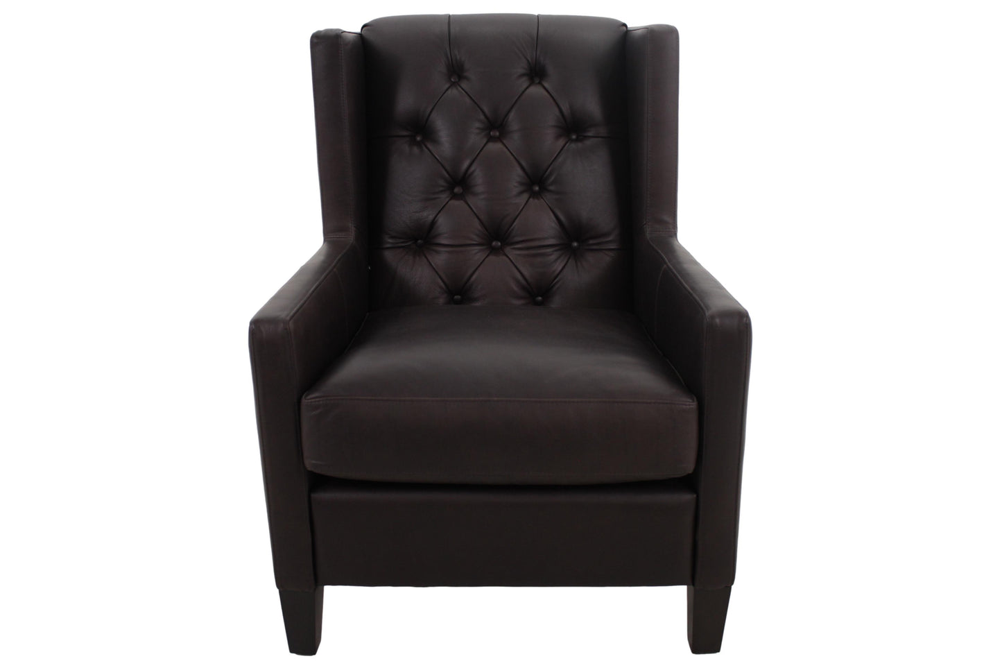the Colton leather chair and ottoman is available in Edmonton at McElherans Furniture + Design
