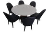 the 7 piece Marble Top Dining Package is available in Edmonton at McElherans Furniture + Design