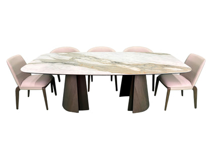 the Brandon 7 piece dining room is available in Edmonton at McElherans Furniture + Design