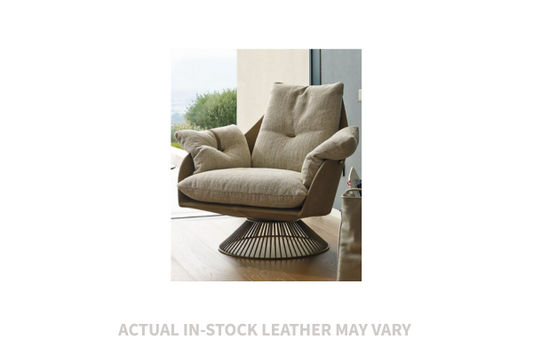the Gamma Gloss living room leather swivel chair is available in Edmonton at McElherans Furniture + Design