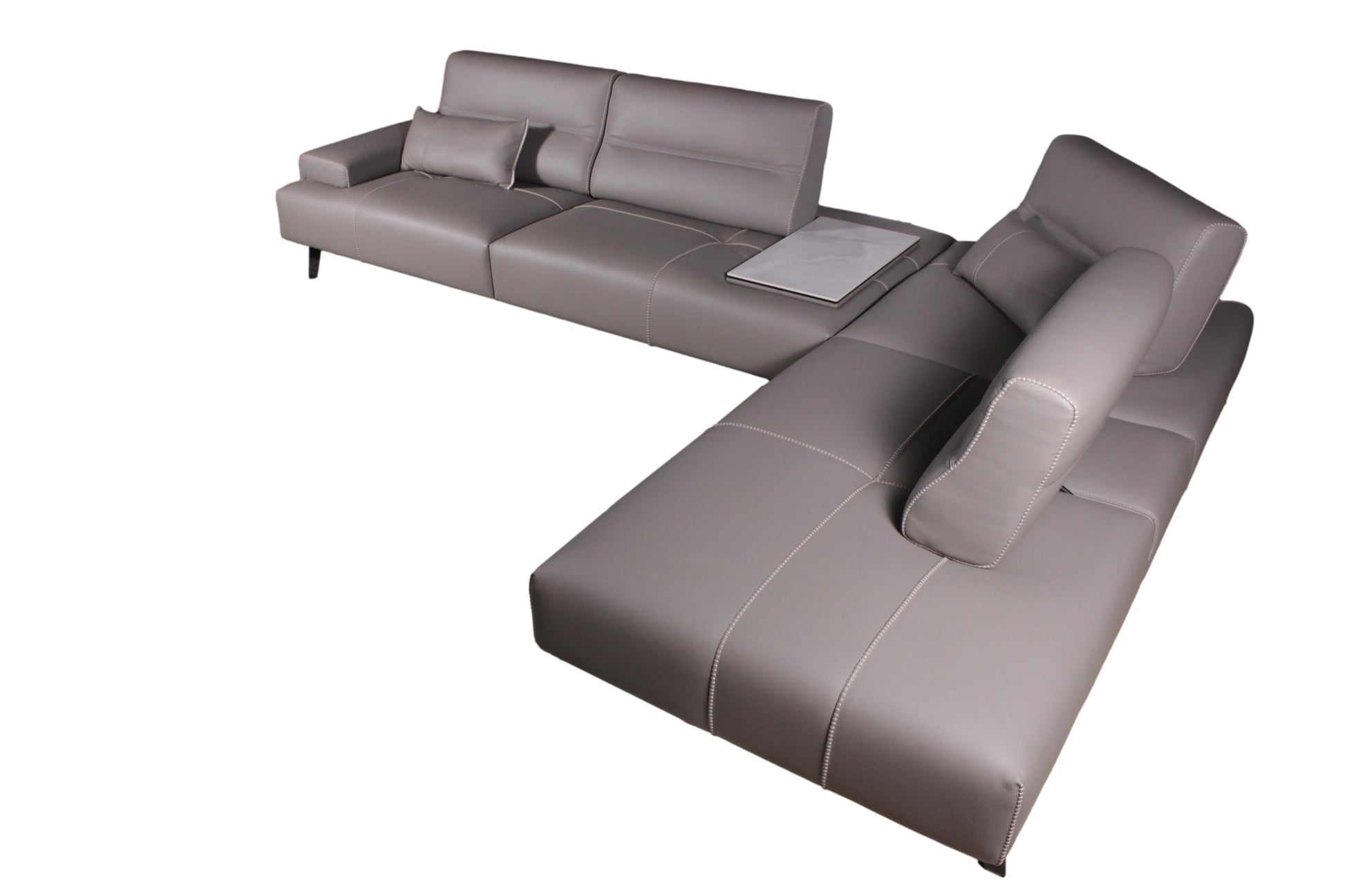 the Gamma Smart living room leather sectional is available in Edmonton at McElherans Furniture + Design