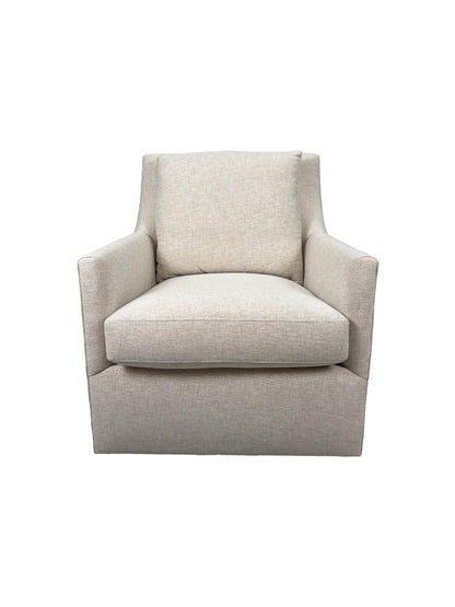 the HF Custom Roake living room upholstered swivel chair is available in Edmonton at McElherans Furniture + Design
