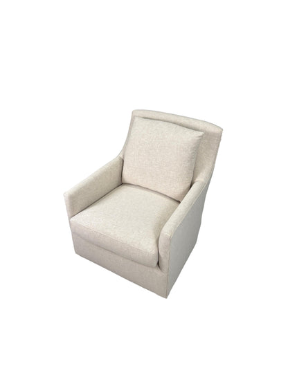 the HF Custom Roake living room upholstered swivel chair is available in Edmonton at McElherans Furniture + Design