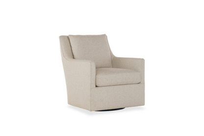 the HF Custom Roake living room upholstered swivel chair is available in Edmonton at McElherans Furniture + Design