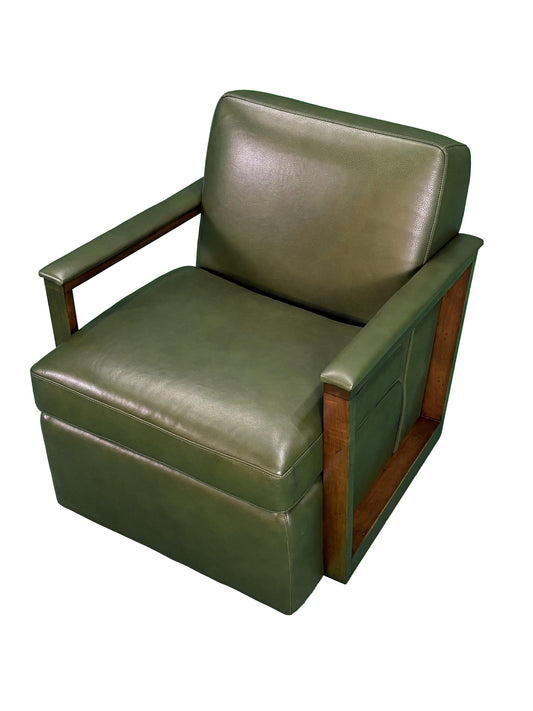 the Hancock & Moore Town & Country Bowery living room upholstered swivel chair is available in Edmonton at McElherans Furniture + Design