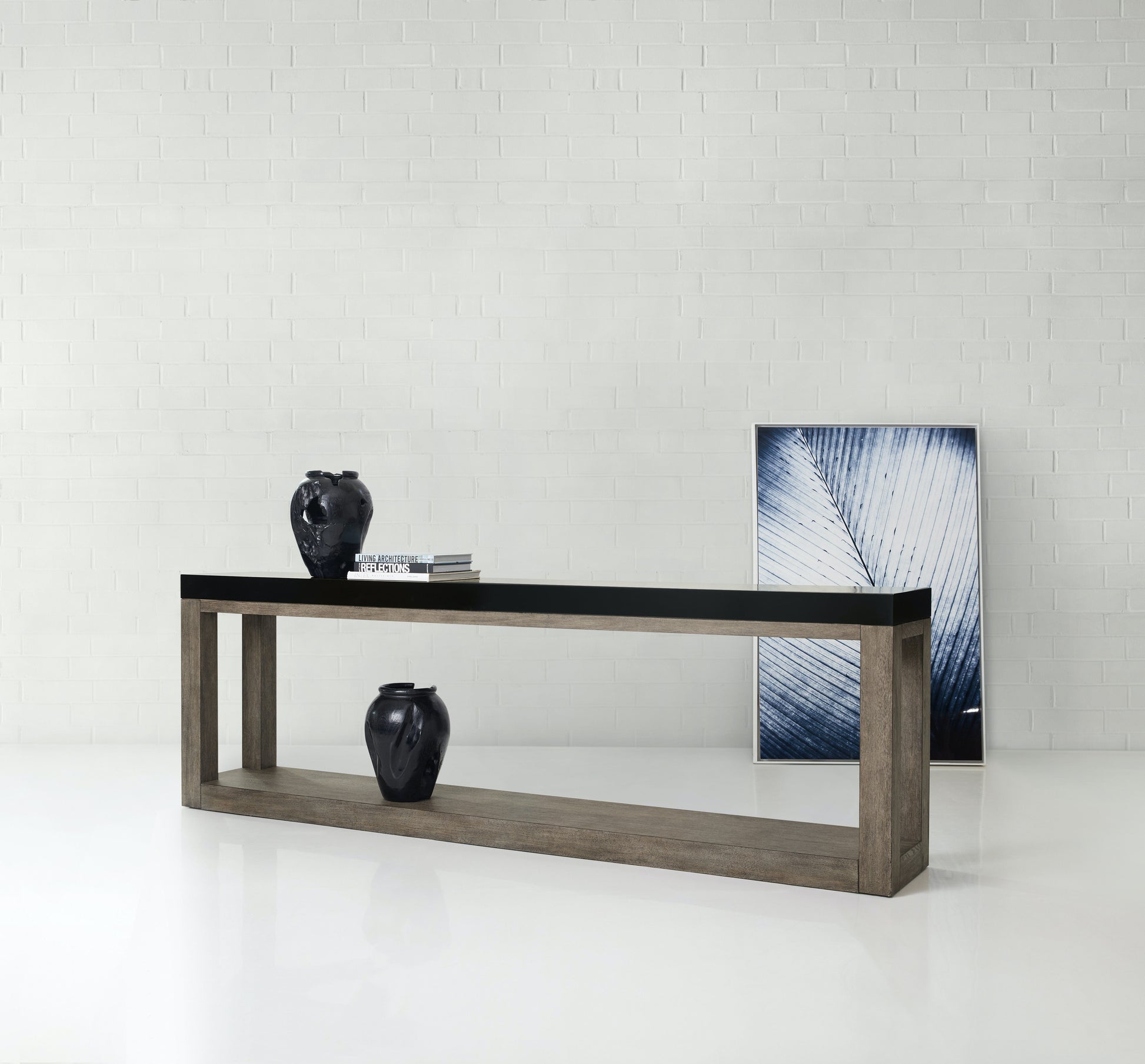 the Hooker Furniture 638-85425-BLK living room occasional console table is available in Edmonton at McElherans Furniture + Design