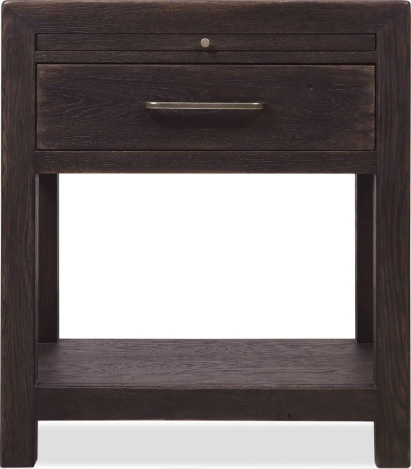 the Hooker Furniture Driftwood 6820-90316-99 bedroom night table is available in Edmonton at McElherans Furniture + Design